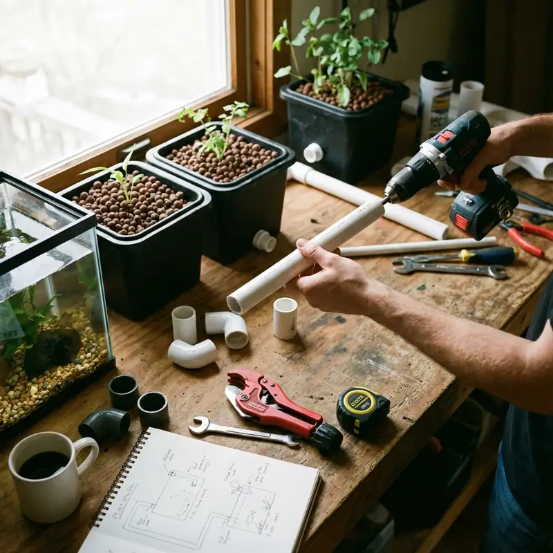 DIY aquaponics system build